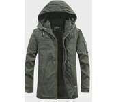 Chaqueta acolchada de algodón lavado de invierno, ajustada y de longitud media para hombre (2022): ropa de trabajo moderna, gruesa y juvenil. Extra Extra Large verde del ejército