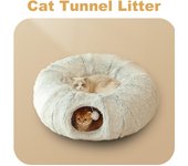 Cama túnel para gatos Peekaboo, cueva para gatos, juguete túnel para gatos, cama para mascotas de felpa plegable y cálida de invierno para gatos - varios colores