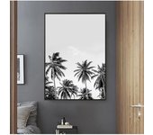 Camper Van-impresión de surf en la playa, pintura al óleo de palmera, fotografía en blanco y negro, póster de océano, decoración del hogar para sala de estar 21X30cm No Frame