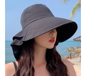 Sombrero de verano para mujer, con protección solar, para viajes, de borde ancho, para pescador, para ciclismo al aire libre negro