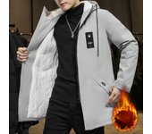 Gabardina de lana de color liso con tendencia de moda de otoño e invierno para hombre, abrigo informal, holgado, grueso y cálido de talla grande 4XL gris