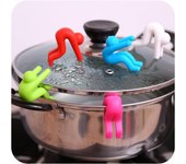 Dispositivo antidesbordamiento que previene la tapa con olla, sopa, utensilio de cocina, posavasos, soporte de silicona, 1 Uds. azul