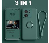 Funda de silicona líquida para Xiaomi Mi 13T 12T 11T 10T Pro 12 11 Lite 5G NE Capa para Mi 14 13 10 12 Pro Funda con soporte de anillo con correa 12 Pro-12S Pro negro