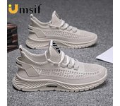 Novedad de verano, zapatillas de deporte de malla para hombre, zapatos deportivos informales, zapatos transpirables de suela gruesa para correr para hombre 39 negro