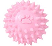Juguete masticable para perros pequeños y medianos, masticadores agresivos, bola pequeña con punta de 2,4 pulgadas, Material TPR seguro para la dentición de cachorros color rosa