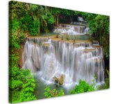 Cuadros en Lienzo Rafting en la cascada 60x40 verde
