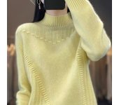 Suéter de cuello alto para mujer Suéter de manga larga para otoño e invierno Ropa informal One size negro