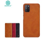 Funda de teléfono de la serie Nillkin Qin para Xiaomi Poco M3 Flip Leather 360 ° All-inclusive Ranura para tarjeta bancaria incorporada a prueba de golpes Xiaomi Poco M3 rojo