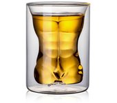 Vaso de vidrio con forma de cuerpo, doble capa, para cerveza, whisky, chupito, para fiestas, reuniones, bar, cuerpo de hombre