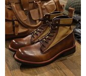 Botas cortas de motociclista de cuero estilo británico Ami Khaki Retro para hombre: punta redonda, botas de trabajo Martin de piel de vaca 40