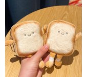 Monedero de peluche con forma de pan tostado, adorable minimoneda, portátil, de peluche, para guardar auriculares, llavero, billetera, colgante, regalo para niñas, juguetes amarillo