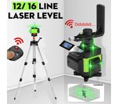Nivel láser ZEAST 4D autonivelante de 16 líneas, 360 grados, cruce horizontal y vertical, haz láser verde súper potente, pantalla LED PLH neizhi 12 lines- green