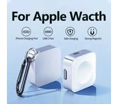 Cargador inalámbrico portátil para reloj tipo C de 8 pines con dos interfaces para Apple Watch S10, 9, 8, 7, 6, 5, 4, 3, 2, 1, SE, Ultra, Ultra2, cargador rápido. azul