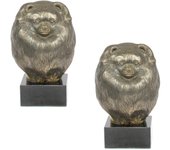 Pomeranian dog, Pom Dog, Dwarf Spitz - Dog statue, bust on stone base, sculpture, trophy for dog show by Art-Dog brand marrón