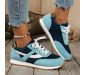 Zapatillas de lona para mujer, de malla, planas, con tacón de cuña, informales, con cordones, suaves y transpirables, para correr 36