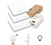 Interruptor de pared inalámbrico de 433Mhz, interruptor transmisor de Panel de pared y receptor de relé de CA 1-Gang blanco
