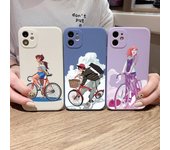 Funda de teléfono con diseño de chica ciclista para iPhone 14, 11, 12, 13 Pro Max, X, XR, XSMax, 6, 6S, 7, 8 Plus, SE 2022, suave, cuadrada, de color iPhone 14