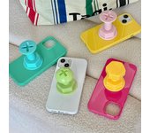 Funda coreana bonita con soporte de tornillo 3d de Color caramelo para Iphone 14 13 12 11 Pro Max X Xs Xr 7 8 Plus, Funda suave brillante a prueba de golpes Case & Holder