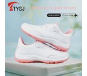 Zapatos de golf impermeables y antideslizantes para mujer con cordones de perilla - Diseño deportivo informal 39 color rosa/blanco