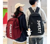Mochila de gran capacidad para hombre, mochila con letras, mochila para estudiantes de secundaria negro