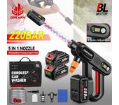 ONEVAN - Pistola de lavado de alta presión para coche, sin escobillas, 220 bar, 3 velocidades, eléctrica, para jardín, compatible con batería Makita de 18 V Without battery