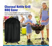 Funda para parrilla de barbacoa redonda con cordón ajustable, resistente, impermeable, resistente al viento, resistente a los rayos UV, resistente a la intemperie, para exteriores, protección contra el polvo y la lluvia negro