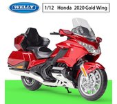 Welly-motocicleta fundida a escala 1/12 Honda Gold Wing, modelo de motocicleta de viaje resistente, juguete de aleación, colección de coches, regalo para niños, 2020 1/12-21.6x11.8x8.8cm rojo