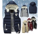 Chalecos de invierno para hombre 5XL, chaleco desmontable, chaleco informal, chaquetas sin mangas, chaleco con capucha para hombre, prendas de vestir, abrigos cálidos a prueba de viento M azul oscuro