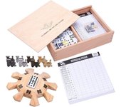 Dominó Tren Mexicano D12 Deluxe - Estuche de madera de haya - Accesorios incluidos