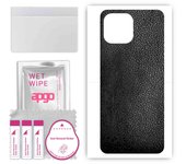 apgo Protective Skin Sticker for the back compatible with Xiaomi 11 Youth Edition, Wrap Film, Foil, Vinyl - Pattern Black Leather
