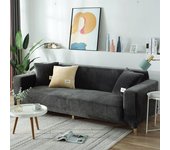 Fundas para sofá esquinero en forma de L de 1/2/3/4 plazas, funda elástica gruesa para sofá, funda para sillón elástica de lana Polar para sala de estar 1seat (90-140cm) gris