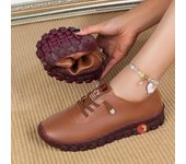 Zapatillas de deporte para mujer, zapatos mocasines con cordones de cuero, planos, nuevos, primavera 2024, informales, cómodos, zapatos para mamá, zapatos para mujer 36 chocolate