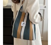 Bolso de hombro de verano de gran capacidad, nueva tendencia, diseño de rayas, para mujer, informal, sencillo, para playa, bolso de mano para mujer, bolso de mano de almacenamiento azul