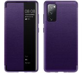Funda de cuero con tapa horizontal a prueba de golpes y ventana lateral para Samsung Galaxy S20 FE(púrpura) For Samsung Galaxy S20 FE verde
