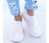 Zapatos de verano para mujer, zapatos informales de malla transpirables ligeros, zapatillas de deporte para mujer, zapatos para caminar para mujer 44 blanco