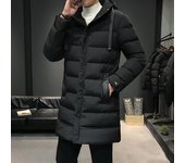 Abrigo largo y cálido de invierno para hombre, con capucha, grueso, de longitud media, con capucha, para hombre, chaqueta acolchada de invierno, abrigo tipo parka de moda XS