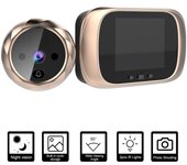 Mirilla Digital para puerta, timbre con cámara, pantalla LCD de 2,8 pulgadas, visión nocturna, sesión de fotos, monitoreo Digital de puerta plata