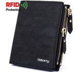 Cartera RFID Theft Protect Monedero Monedero con cremallera Carteras para hombres con cremalleras negro