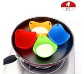 4 tazas para escalfar huevos, cápsulas de silicona para cocinar huevos en la estufa.