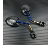 2 piezas/par de espejos retrovisores para motocicleta, scooter, bicicleta eléctrica, espejos retrovisores eléctricos, espejo lateral trasero de fibra de carbono de 8 mm y 10 mm 8mm