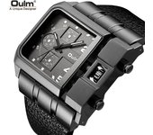 Oulm Reloj de Cuarzo con Esfera Grande para Hombre, Reloj Informal con cinturón para Hombre, Cuadrado con Personalidad blanco