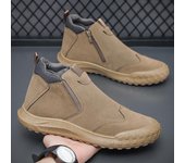 Otoño Ocio Cremallera lateral Botas de hombre Zapatos de trabajo impermeables Botines de cuero de moda 39