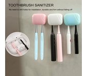 Esterilizador de cepillos de dientes con luz ultravioleta para montaje en pared, 2 ranuras, recargable por USB, sin perforaciones, funda para soporte de cepillo de dientes para baño, limpiador portátil de cepillos de dientes blanco
