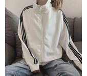 Chaqueta fina negra de tres rayas estilo coreano para mujer, primavera/verano 2023: tendencia de uniforme de béisbol holgado para estudiantes. S