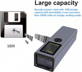 Escáner de código de barras 2.o 1D QR con pantalla TFT 3 en 1 BT y conexión inalámbrica y por cable de 2,4 GHz, sonido y plata