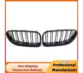 Rejilla delantera de carreras de riñón de doble listón para BMW Serie 6 F06 F12 F13 M6 640i 650i 2012-2017, color negro brillante.