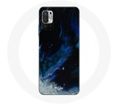 Coque pour Xiaomi Redmi Note 10 5G Nuages de fumée multicolore de bleu gris et noir sur fond noir