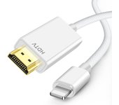 Cable HDMI con certificación MFi Cable de conversión HDMI para iPhone Cable de conversión Lightning HDMI de 1 m Adaptador de conversión AV digital con salida a TV Lightning HDMI blanco
