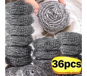 36 bolas de limpieza de alambre de acero para lavavajillas, sartenes, fregadores, bolas de acero inoxidable, cepillos para eliminar óxido, utensilios de cocina, herramientas de limpieza. 6pcs