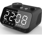 Reloj despertador Digital con Bluetooth, altavoz, Radio Fm, temperatura, repetición, atenuador de brillo para dormitorio, temporizador de sueño, despertador de cabecera blanco